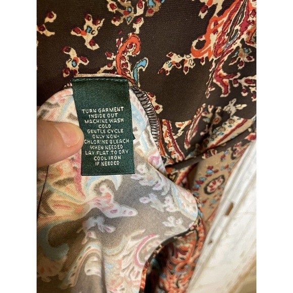 Lauren Ralph Lauren Dress Women Medium Colorful Paisley Sleeveless Stretch - Picture 7 of 8